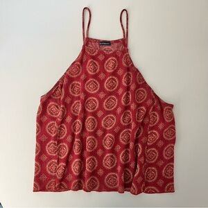 Brandy Melville Red Patterned Halter Top